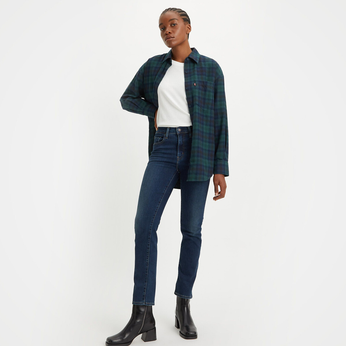 Calça jeans Levi's 724 de cintura alta e corte reto.