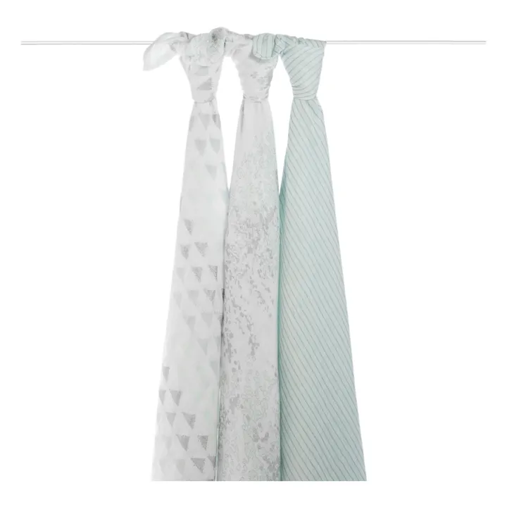 aden + anais Maxi-langes métalliques - Pack de 3 | Bleu ciel