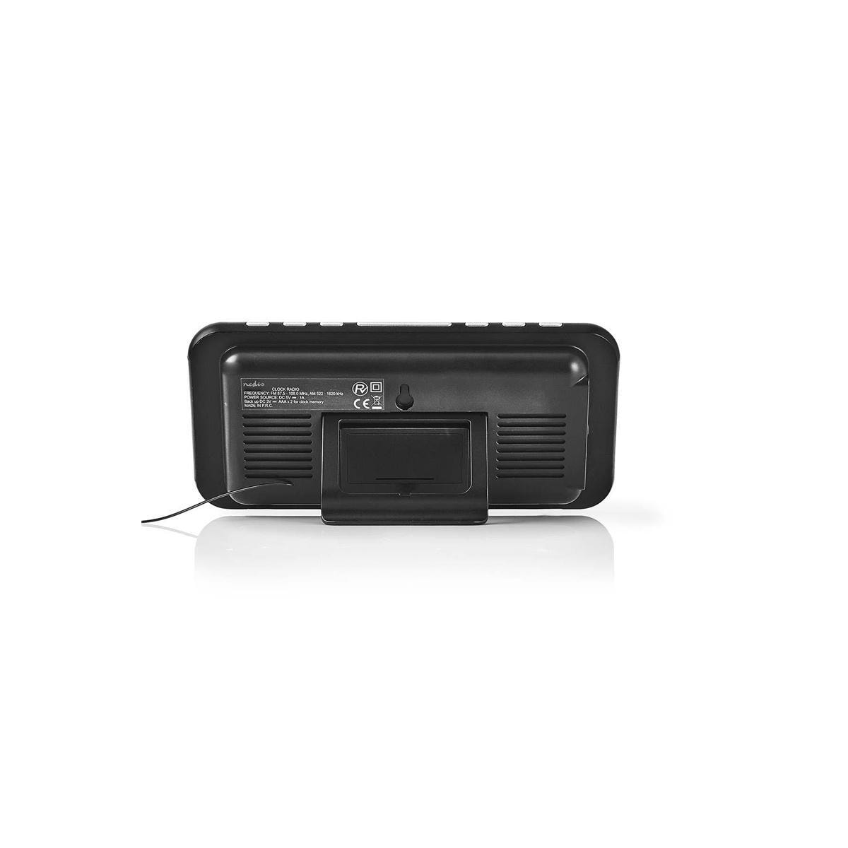 Nedis Digital Alarm Clock Radio | LED Vise | 1x 3.5 mm Lyd inngang | Tidsframskriving | AM / FM | slumrefunksjon | Sleep timer | Antall alarmer: 2 | Sort