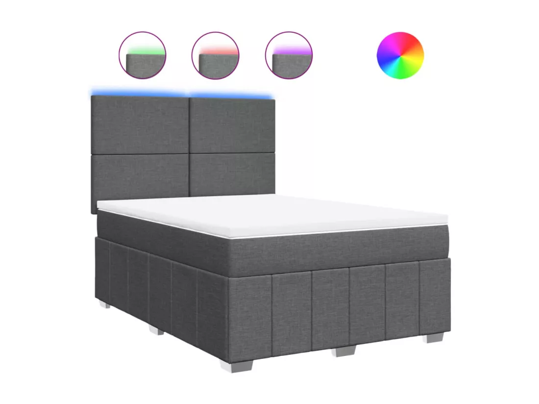 Sommier à lattes de lit avec matelas Gris foncé 160x200cm Tissu