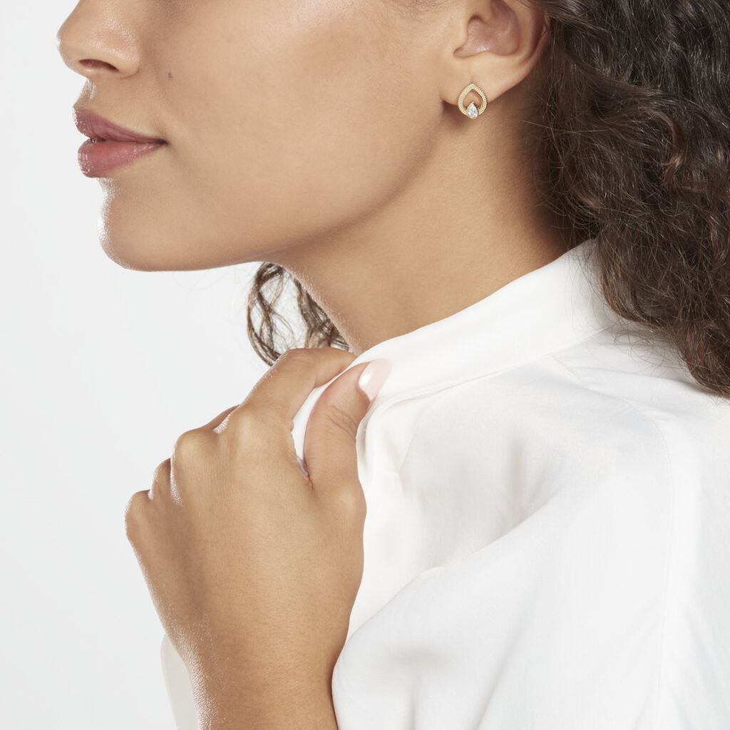 Boucles D'oreilles Puces Plaqué Or Lame Oxydes De Zirconium