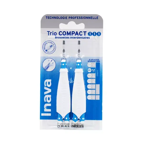 Cabeças de escova compactas Inava Trio de 0,8 mm para espaços estreitos, 6 refis