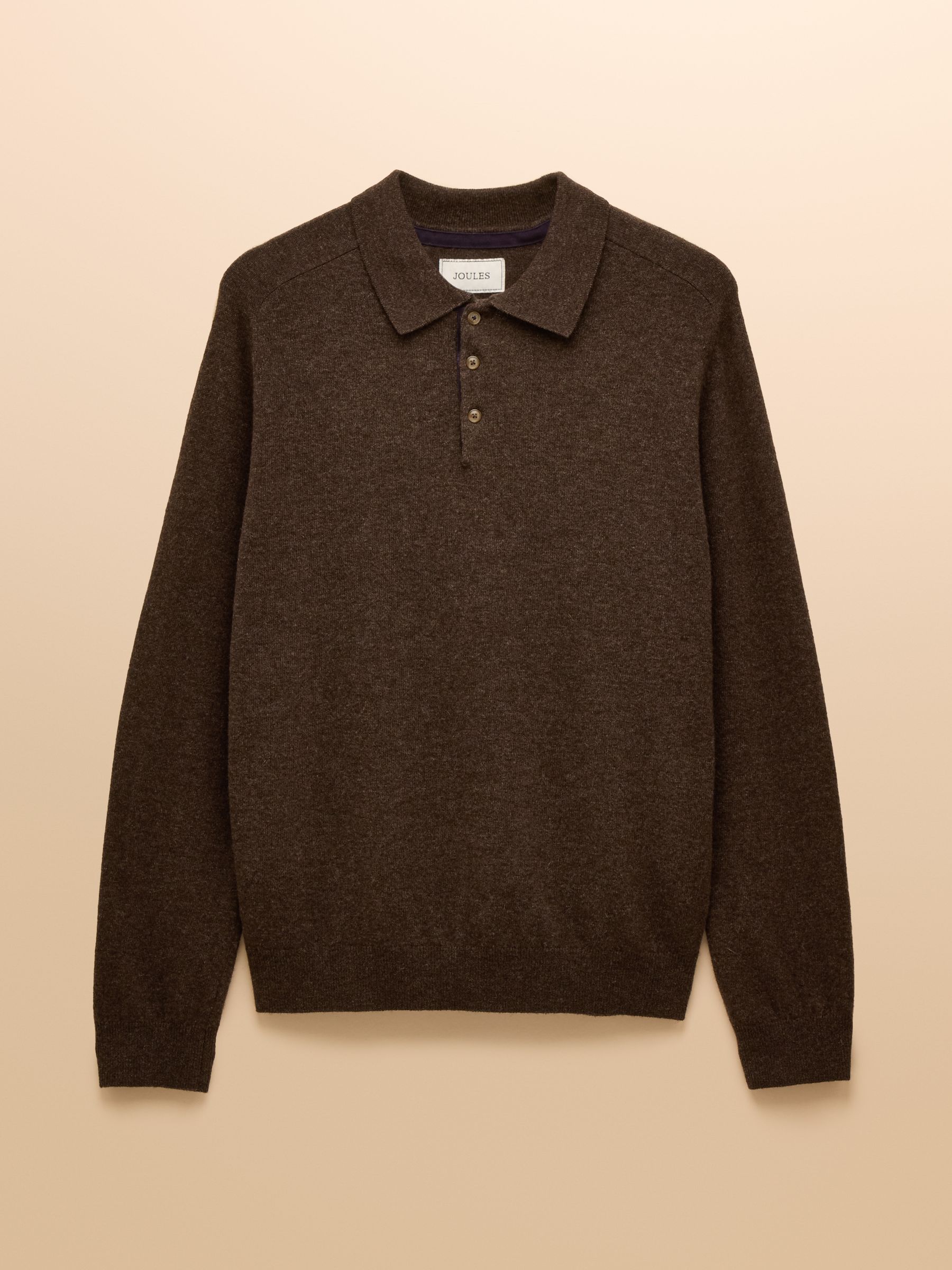 Bruin - Joules Sampson Wool-Rich Long Sleeve Knitted Polo Shirt