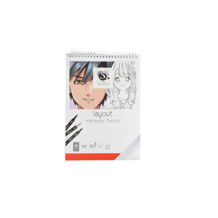 BLOC MARQUEUR LAYOUT A SPIRALES 50 PAGES 75G A4