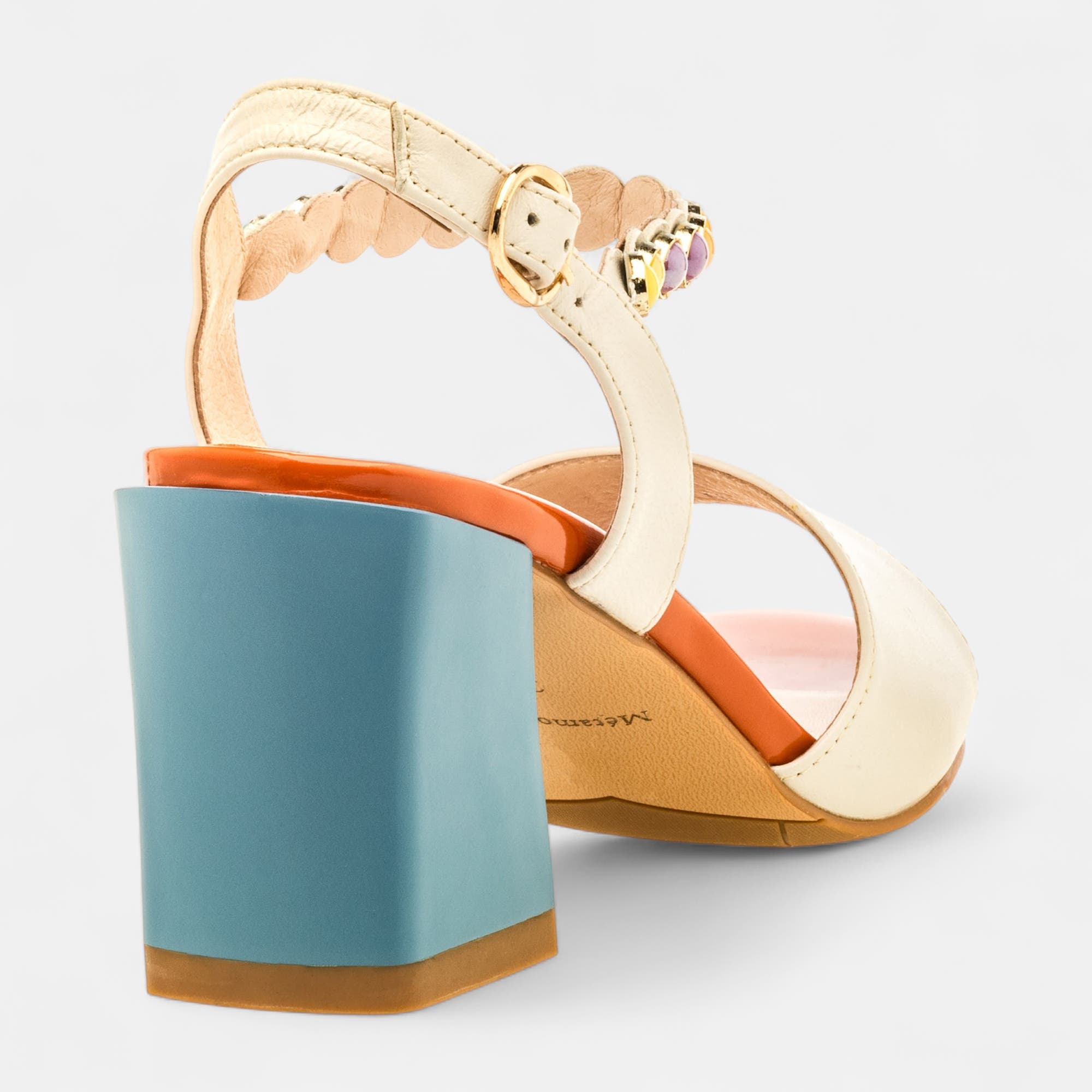 Nu-pieds à talon Femme en cuir blanc