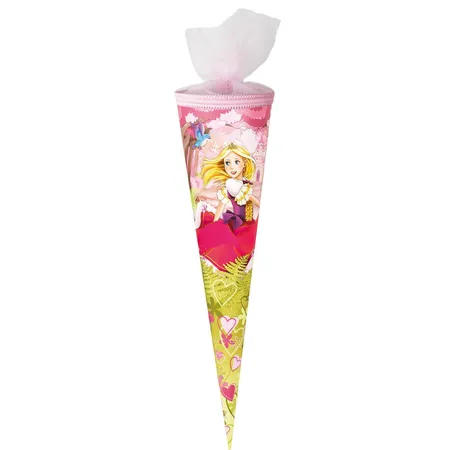 Nestler Schultüte Prinzessin 70 cm rund Tüll/textilborte rosa