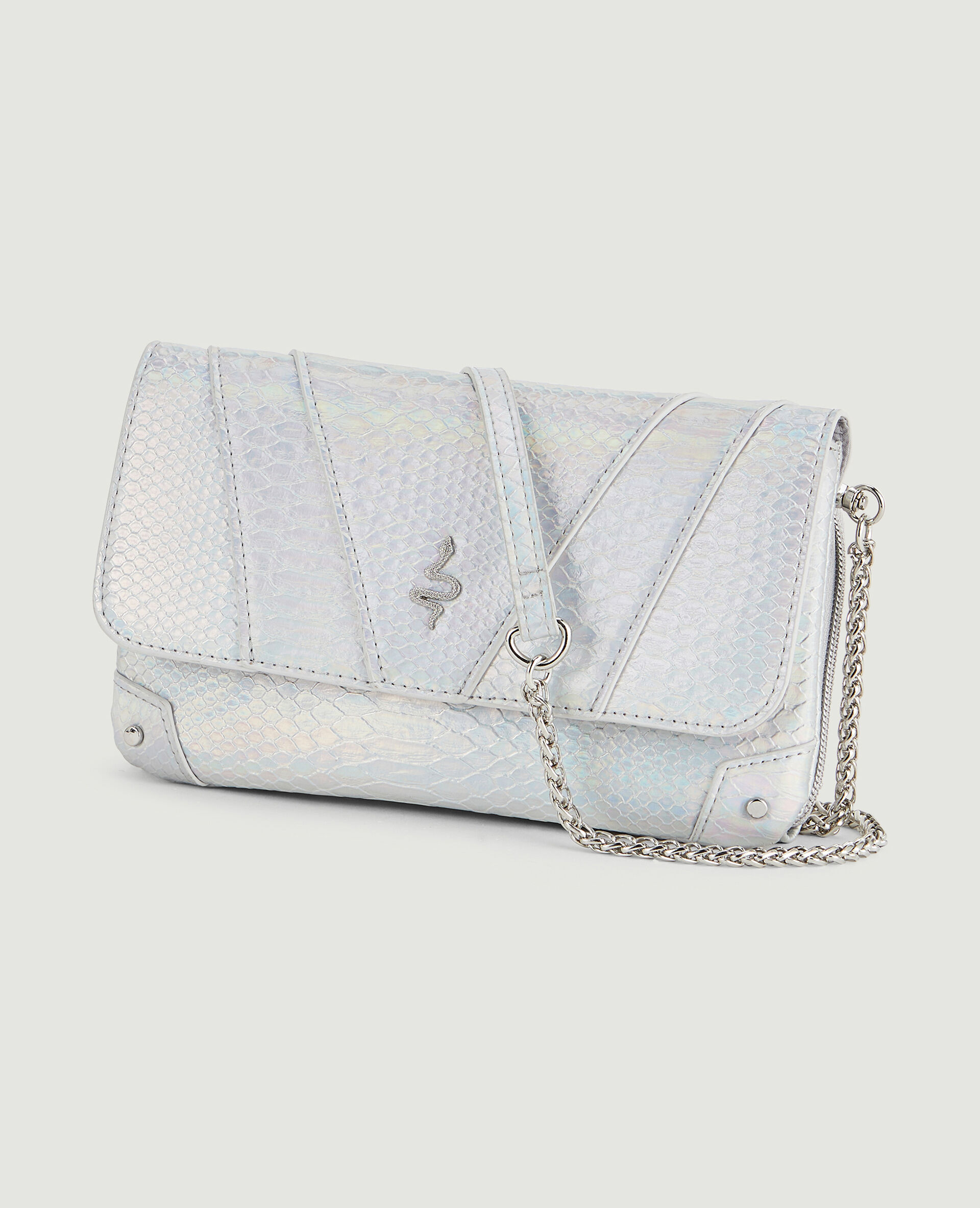 Mini sac effet serpent irisé - Argenté
