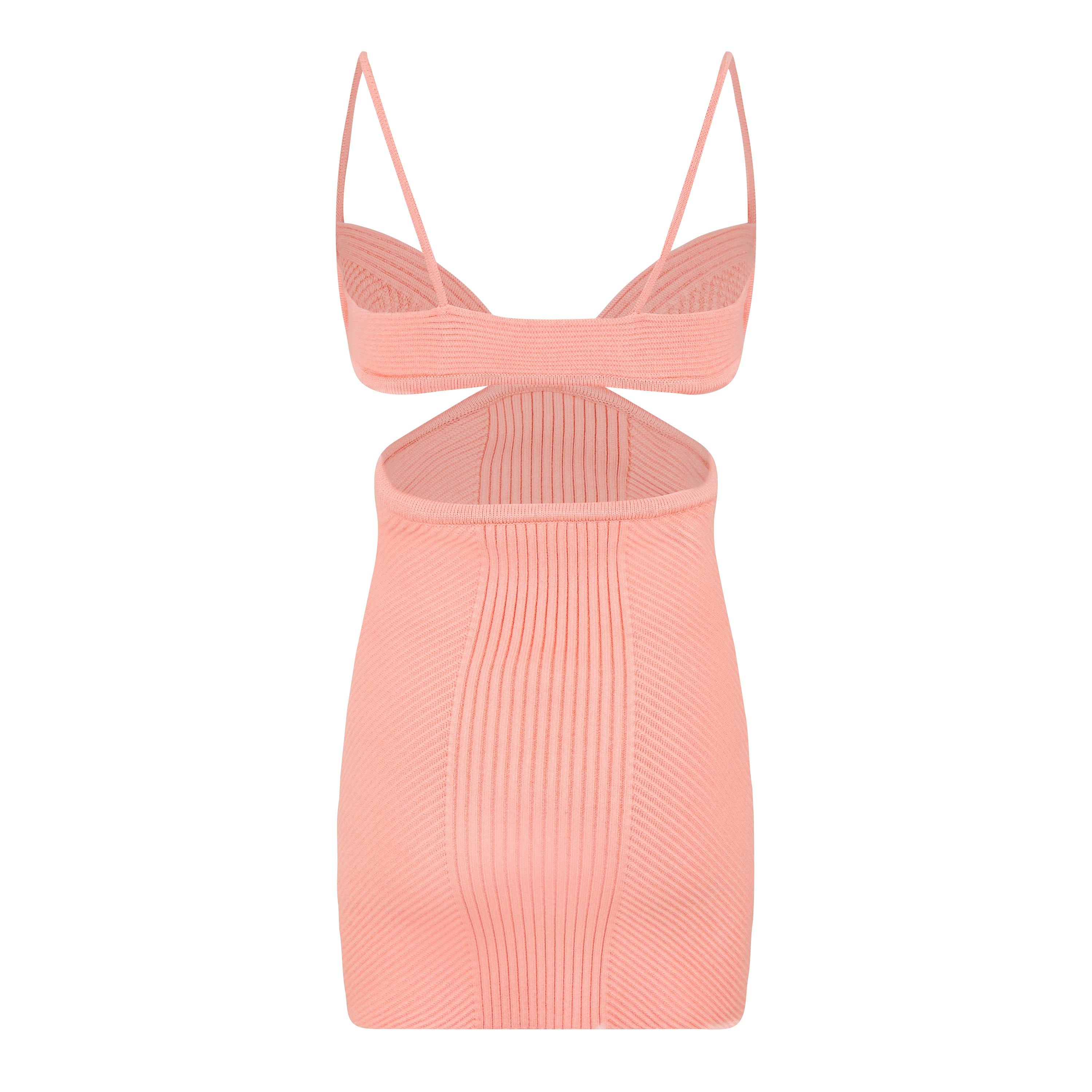 Off White Cut Out Rib Mini Dress