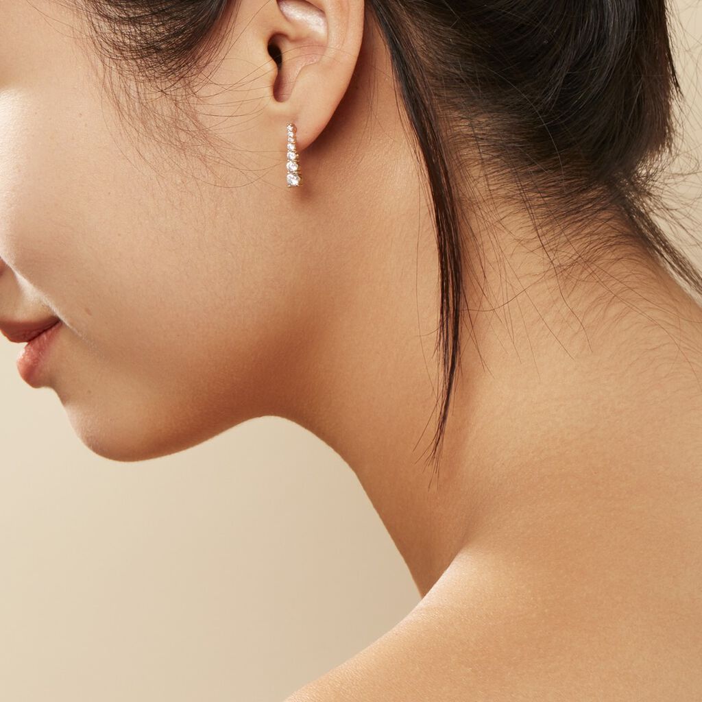 Boucles D'oreilles Pendantes Plaqué Or Beisiris Oxydes De Zirconium