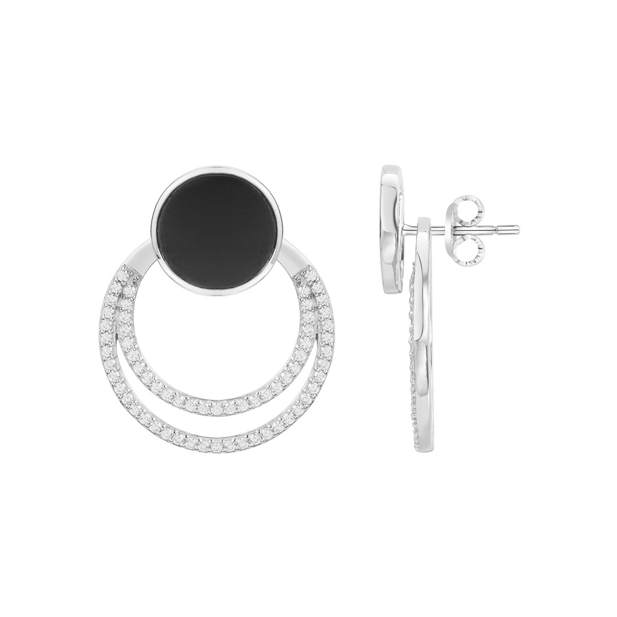 Boucles d'oreilles pendantes en Argent avec oxyde de zirconium blanc