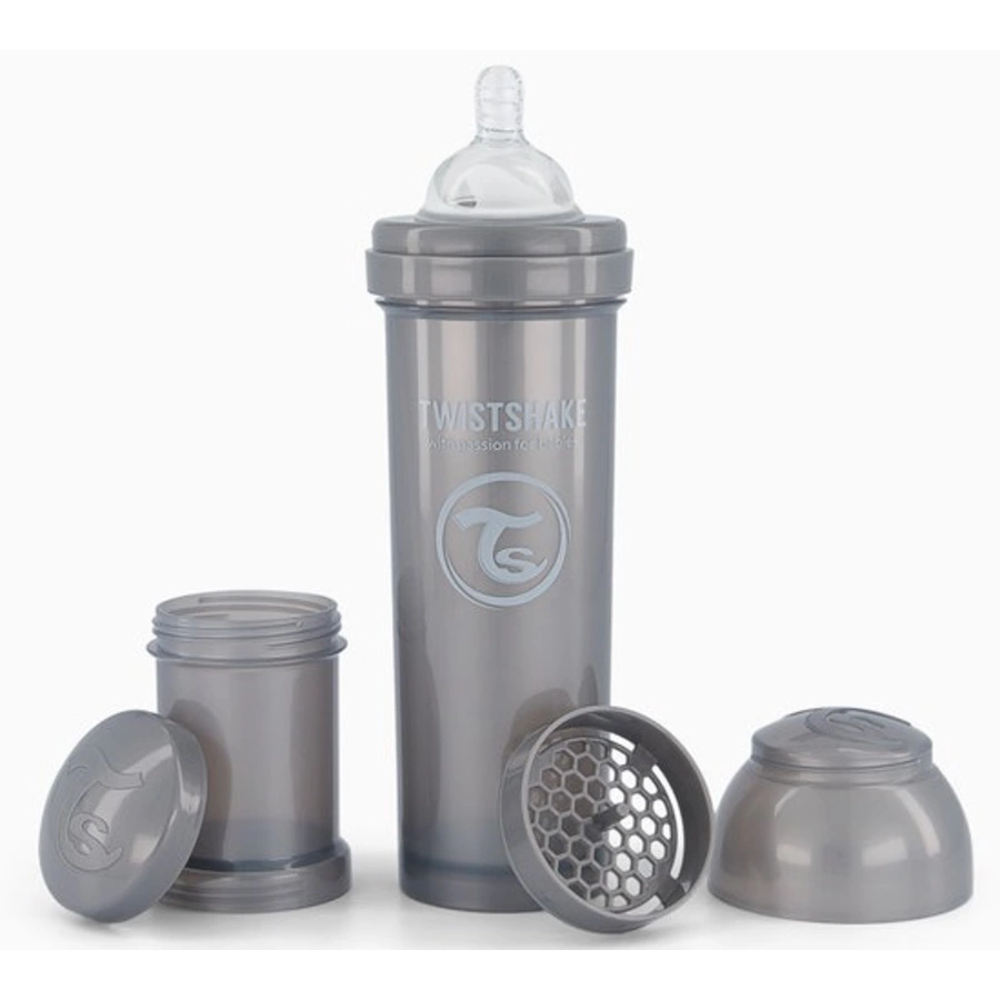 Twistshake Babyflasche Anti-Kolik ab 0 Monate 330 ml, Pearl Grey
