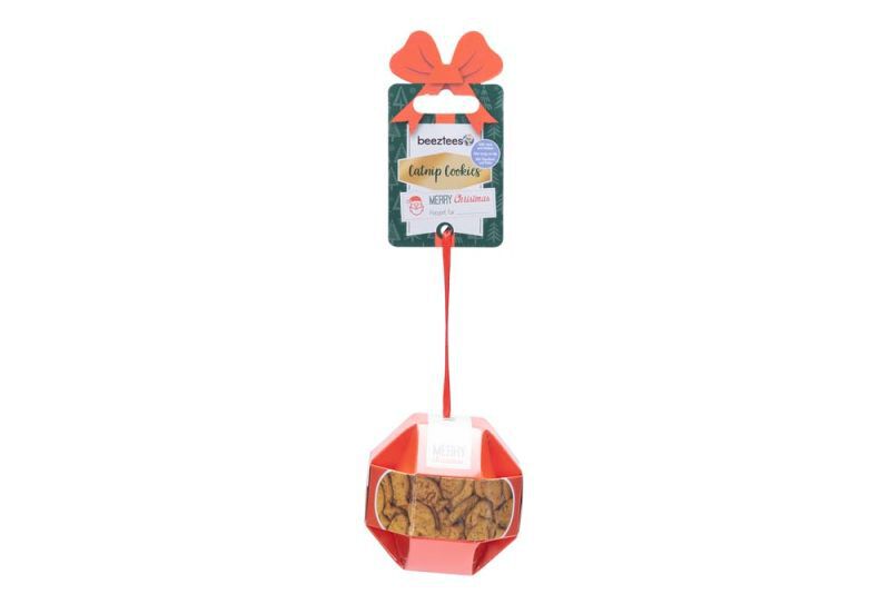 Beeztees Kerstbal Cookies met Catnip - Kattensnack - 30 Gram - Kip, tonijn