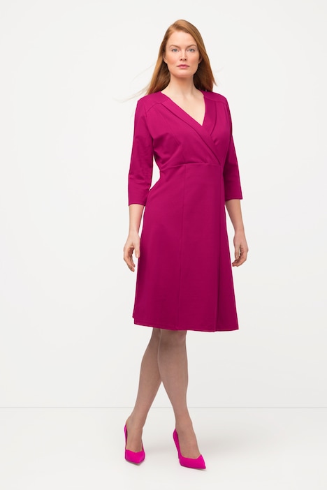 Midikleid, Etuikleid, V-Ausschnitt, Wickeloptik, 3/4-Arm