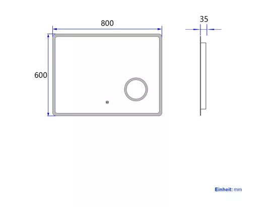 EMKE Miroir lumineux salle de bain 80x60cm, Miroir LED avec Interrupteur Tactile, 3x Grossissement, Miroir avec éclairage Lumière Blanche Froide