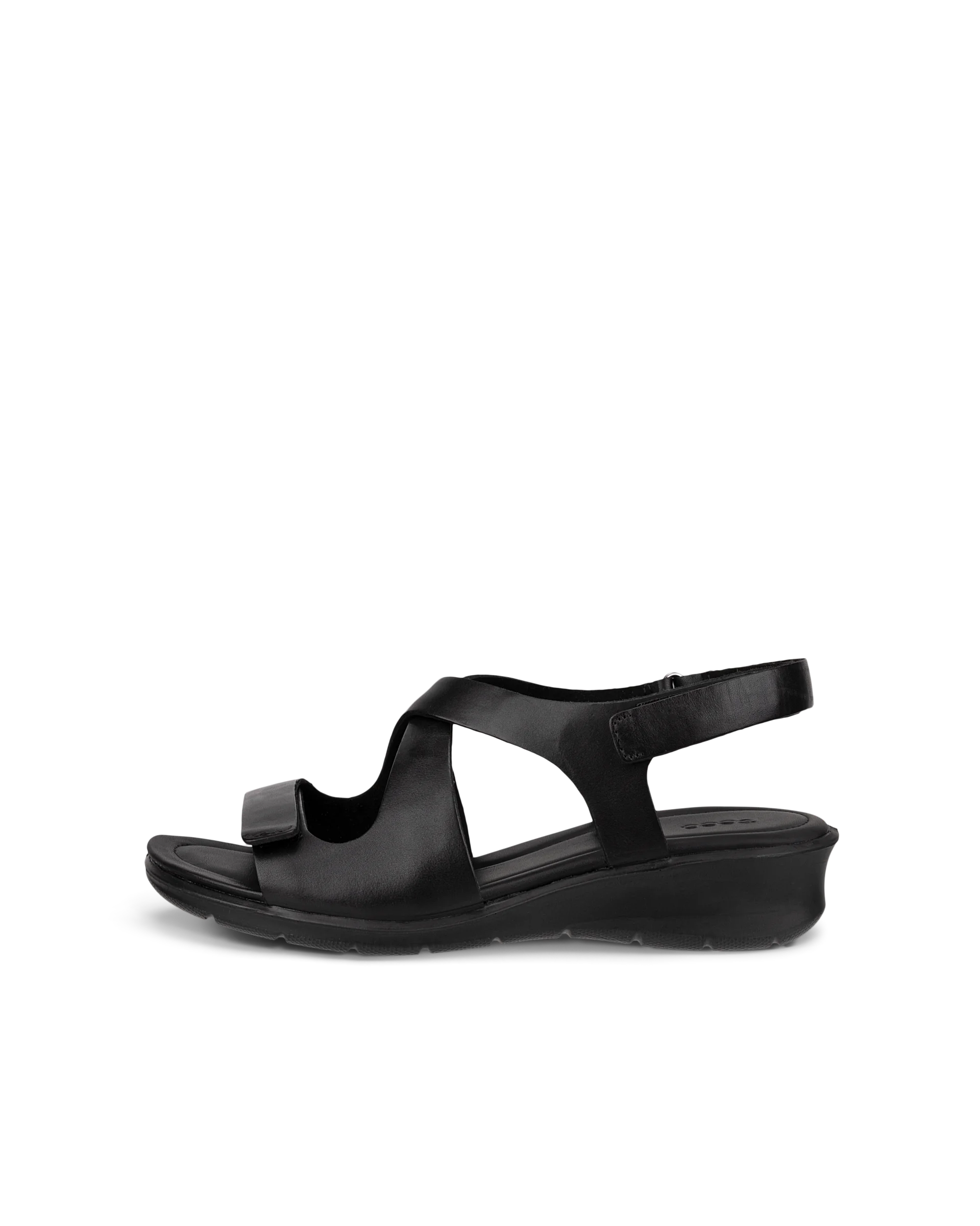 ECCO FELICIA SANDAL Damen Ledersandale mit Keilabsatz Schwarz