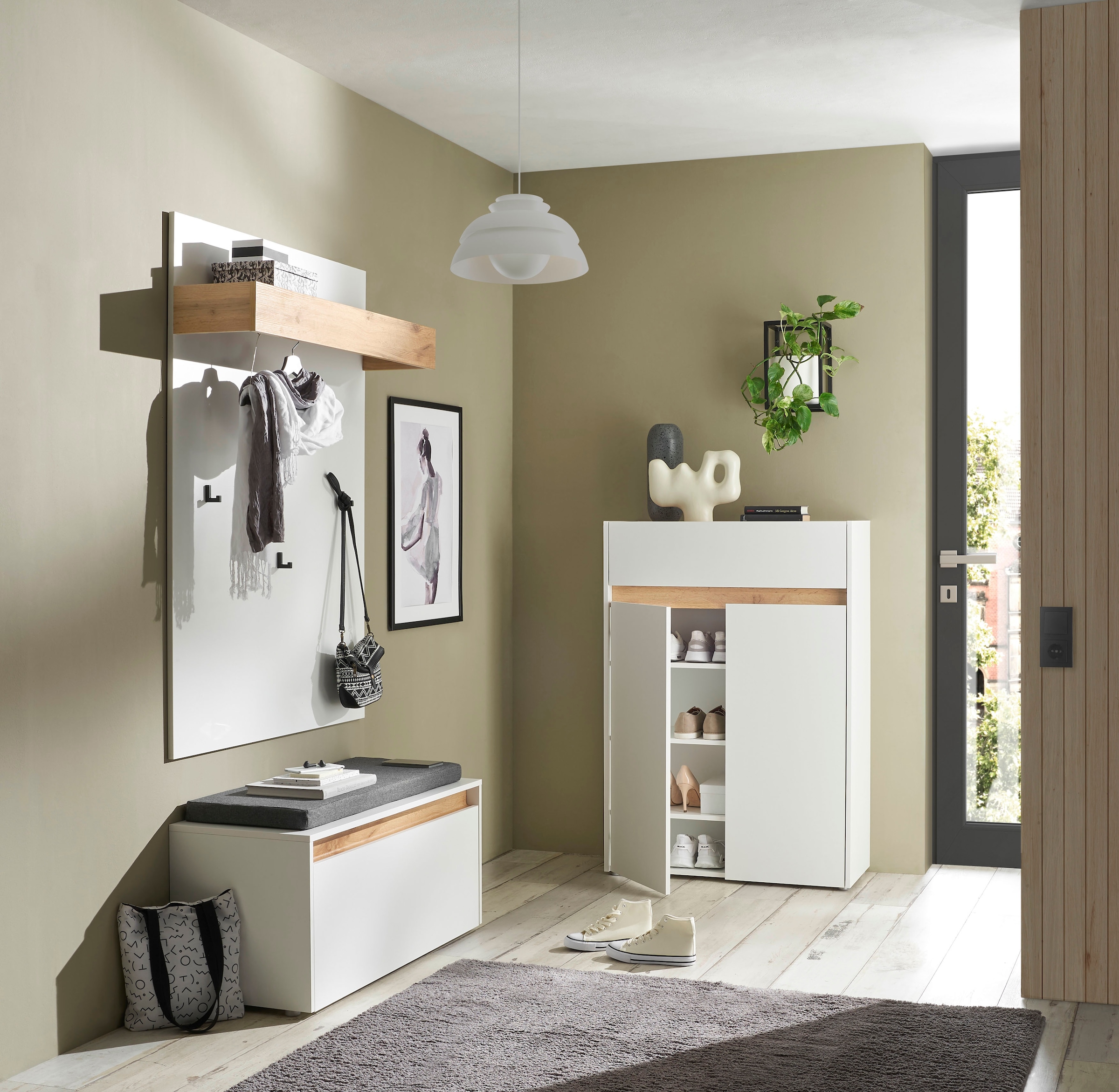 INOSIGN Schuhschrank »City/Giron, modernes Schuhregal, Schrank für 16 Schuhe, Schuhkommode« eine Schublade und vier Schuhfächer, viel Stauraum, 93 cm breit