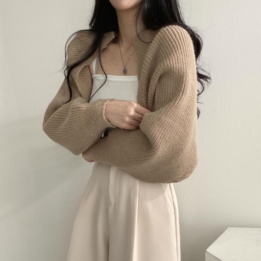 Onipixiy - Effen geribbelde bolero-cardigan