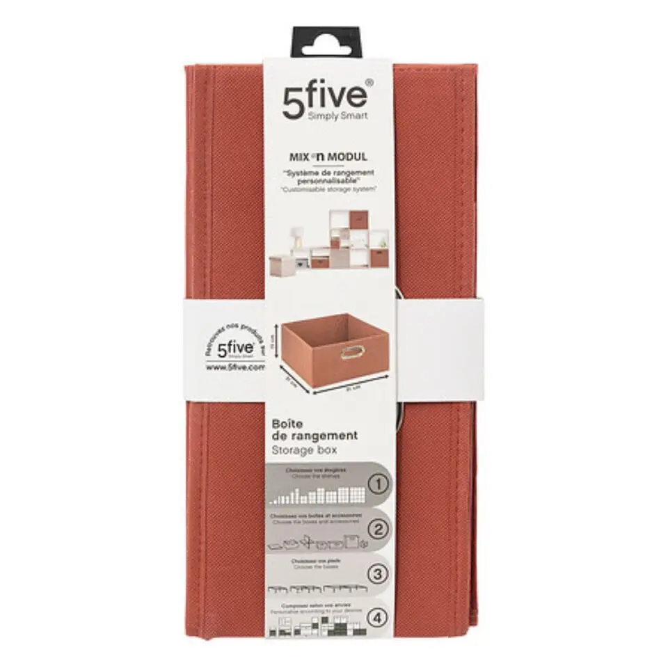 5Five Opbergmand/kastmand - terracotta - linnen - 14l