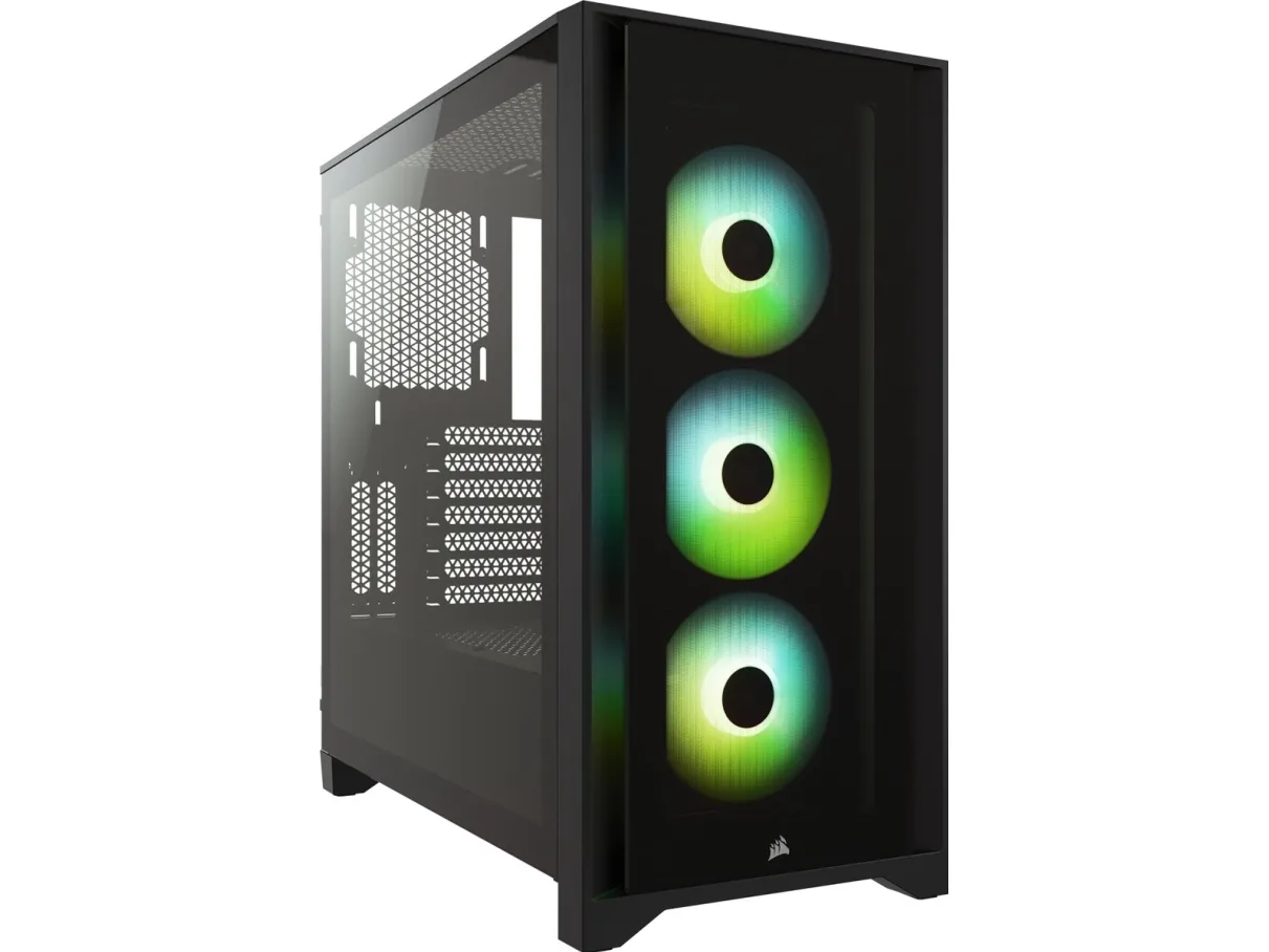 CORSAIR | iCUE 4000X RGB – Miditower - ATX - ingen strømforsyning - Sort - USB/Lyd
