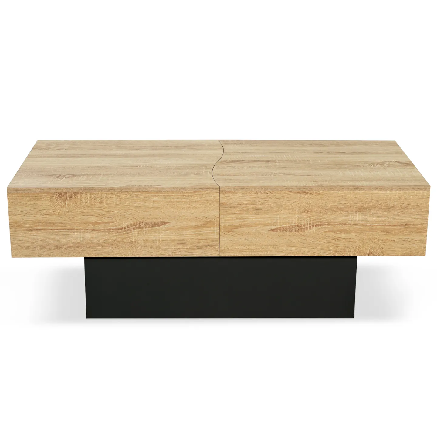 Table basse coulissante rectangulaire MARTA bois noir et imitation hêtre