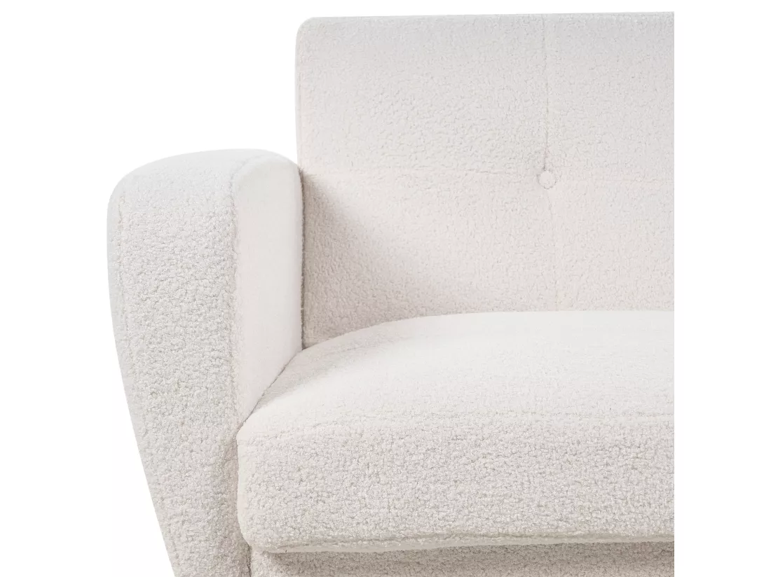 Canapé convertible 3 places en tissu bouclé blanc FLORLI