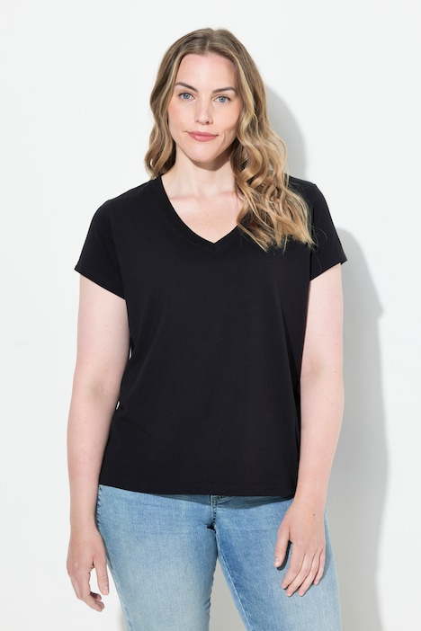 T-Shirt, kleiner Knoten Print, V-Ausschnitt, Halbarm, OEKO-TEX MIG