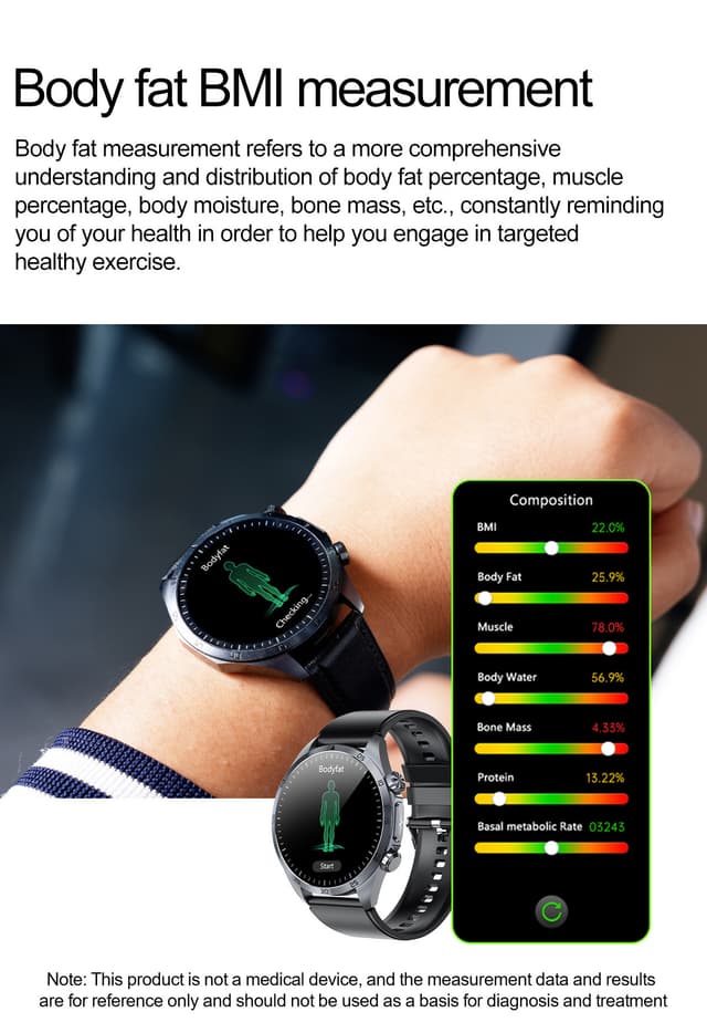 Smartwatch med avanceret sundhedsovervågning Sort