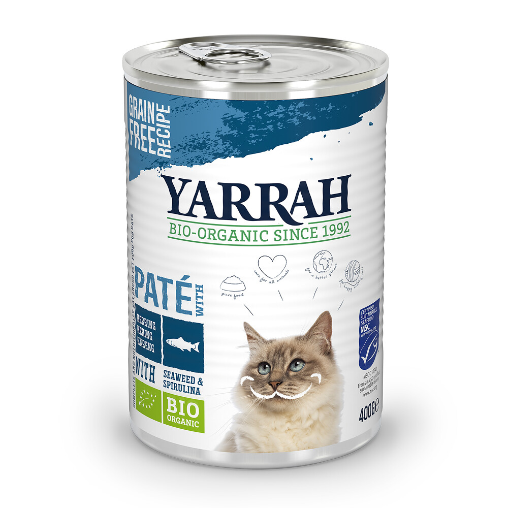 12x Yarrah Bio Kattenvoer Paté Vis400 gr