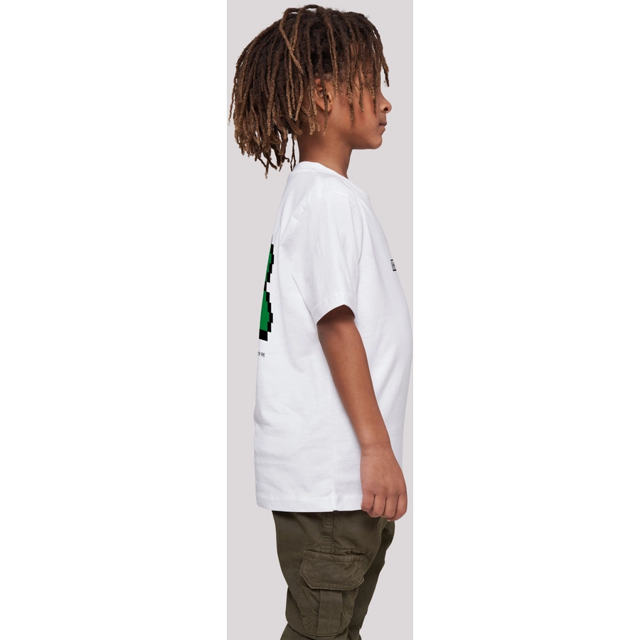 F4NT4STIC T-Shirt Silvester Happy New Year Pixel Kleeblatt weiß