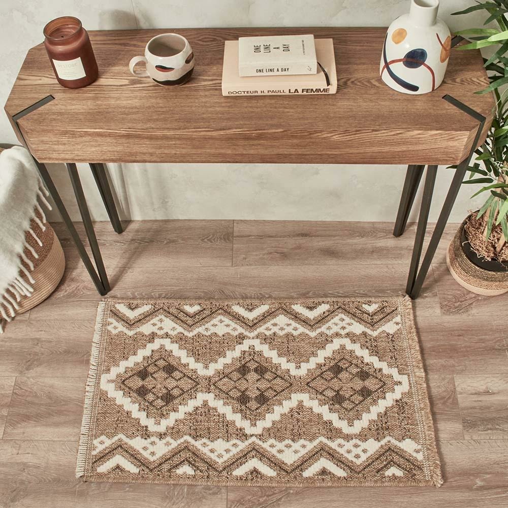 Tapis intérieur extérieur aspect jute marron tulum 9054 180 x 67 cm