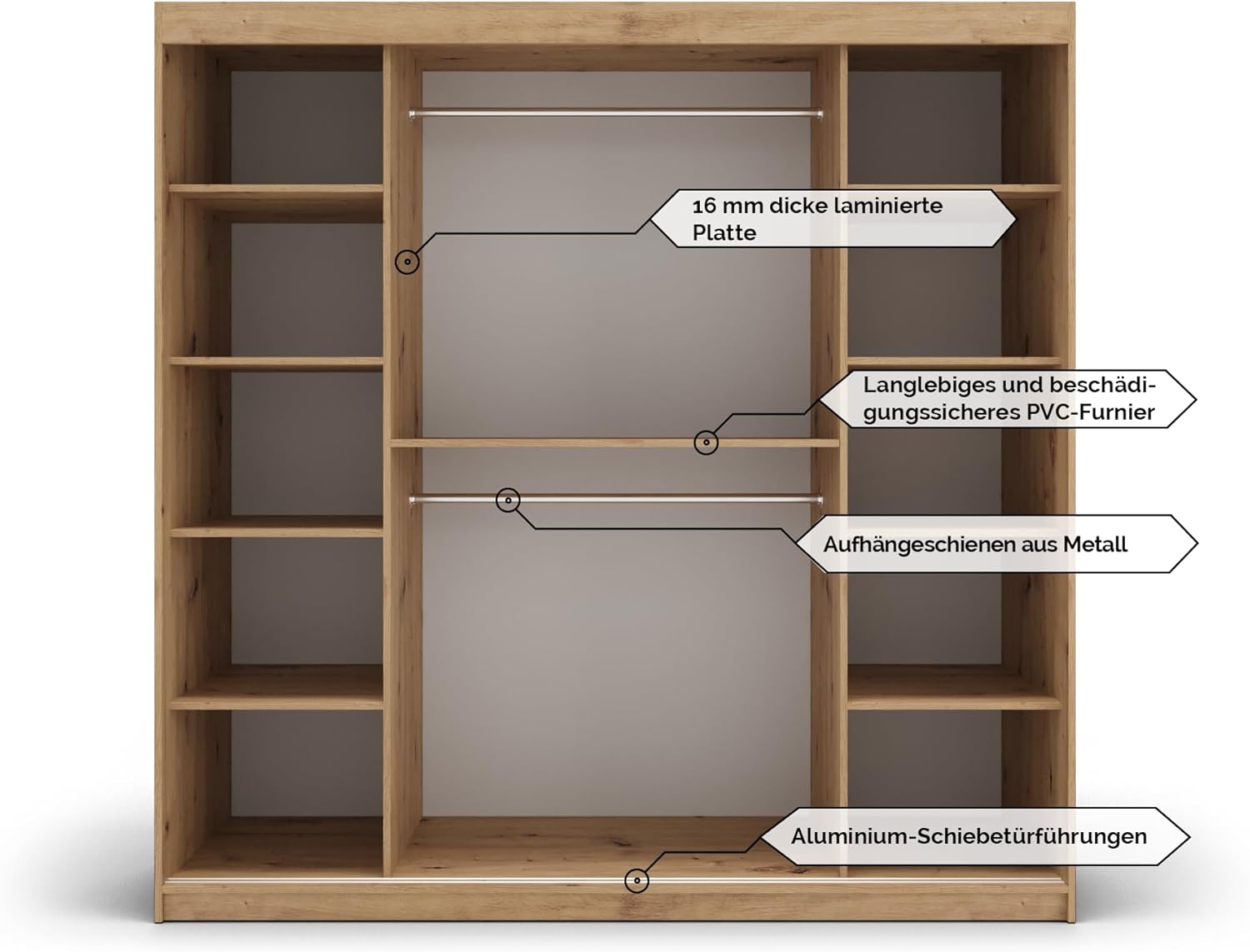 KRYSPOL Schiebetürenschrank Old Style T1 200 cm Kleiderschrank mit Spiegel Einlegeboden Schlafzimmer- Wohnzimmerschrank Schiebetüren Modern Design (Schubladen: 0)