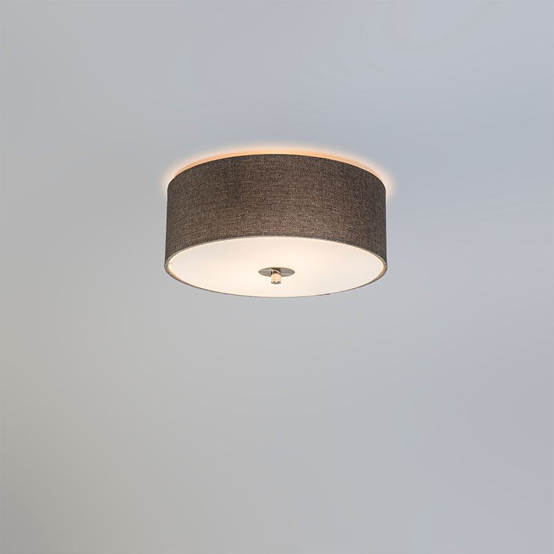 Landelijke plafondlamp taupe 30 cm - Drum Jute