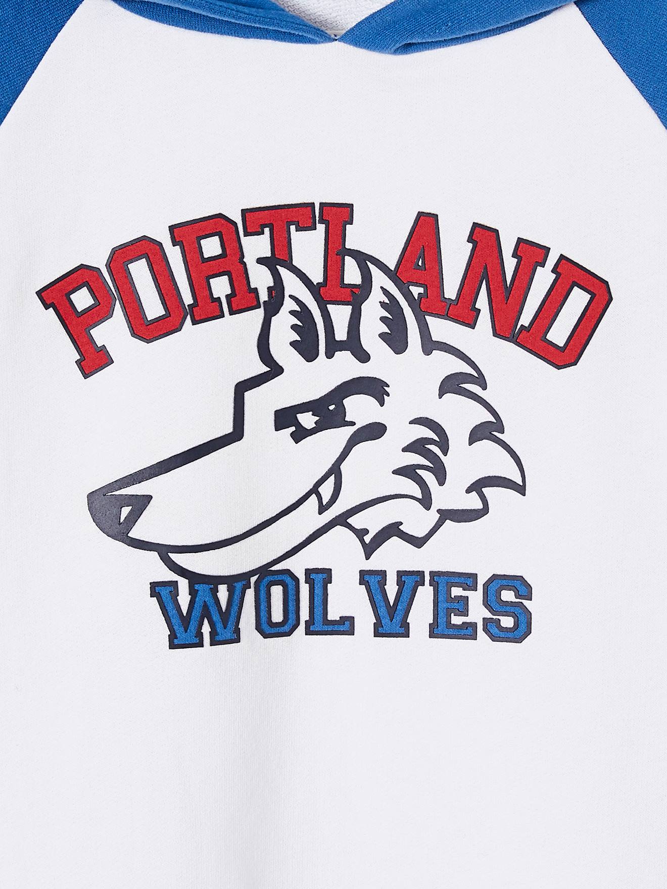 Moletom com capuz de manga curta da equipe Portland para meninos, branco