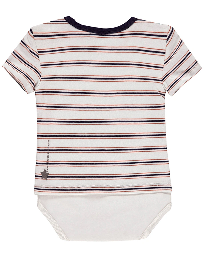 Kurzarm-Body LAZY SLOTH – STAR gestreift in offwhite