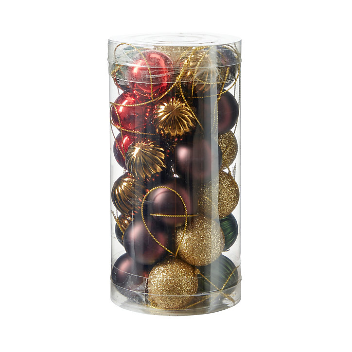 Lot de 30 boules de Noël en plastique 5 couleurs