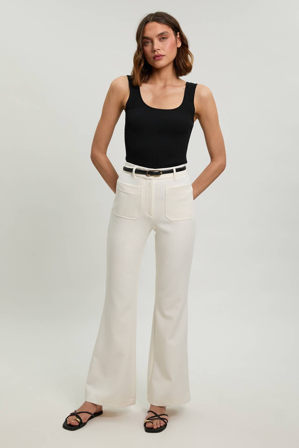 KarenMillen Pantalon Droit À Poches En Tissu Stretch Compact
