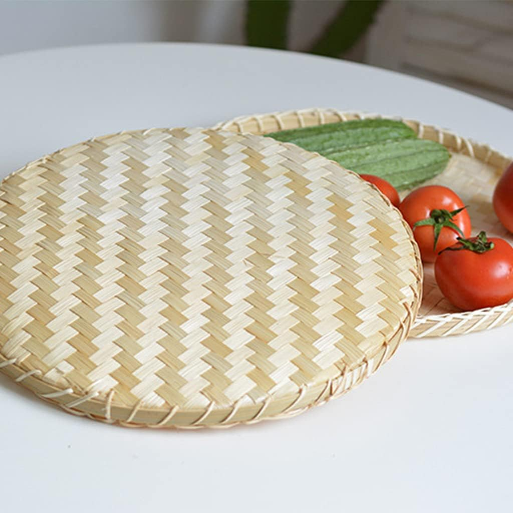 (Ø26x19cm) Geflochtene Bambus Lebensmittel Abdeckhaube Insektenschutz Korb Moskito Speisehaube Teller Abdeckung - Blau