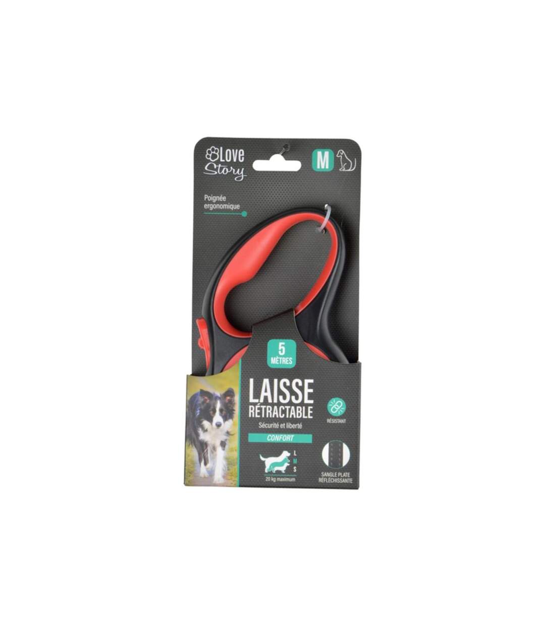 Paris Prix - Laisse Rétractable Chien résistante 17cm Rouge