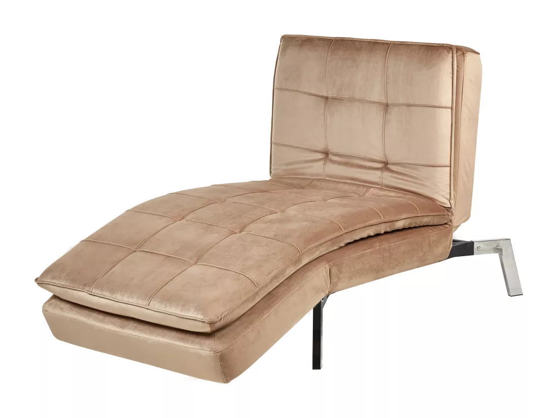 Chaise longue en velours marron clair LOIRET