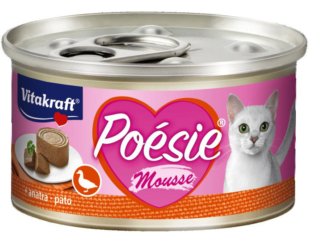 COMIDA HÚMIDA PARA GATO VITAKRAFT POESIE MOUSSE DE PATO 85G