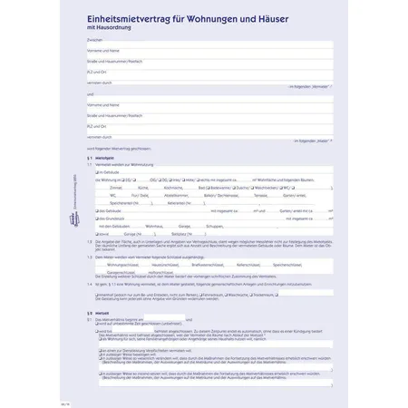 Avery Zweckform 2850 Einheitsmietvertrag für Wohnungen und Häuser, A4, mit Hausordnung, 6-seitig