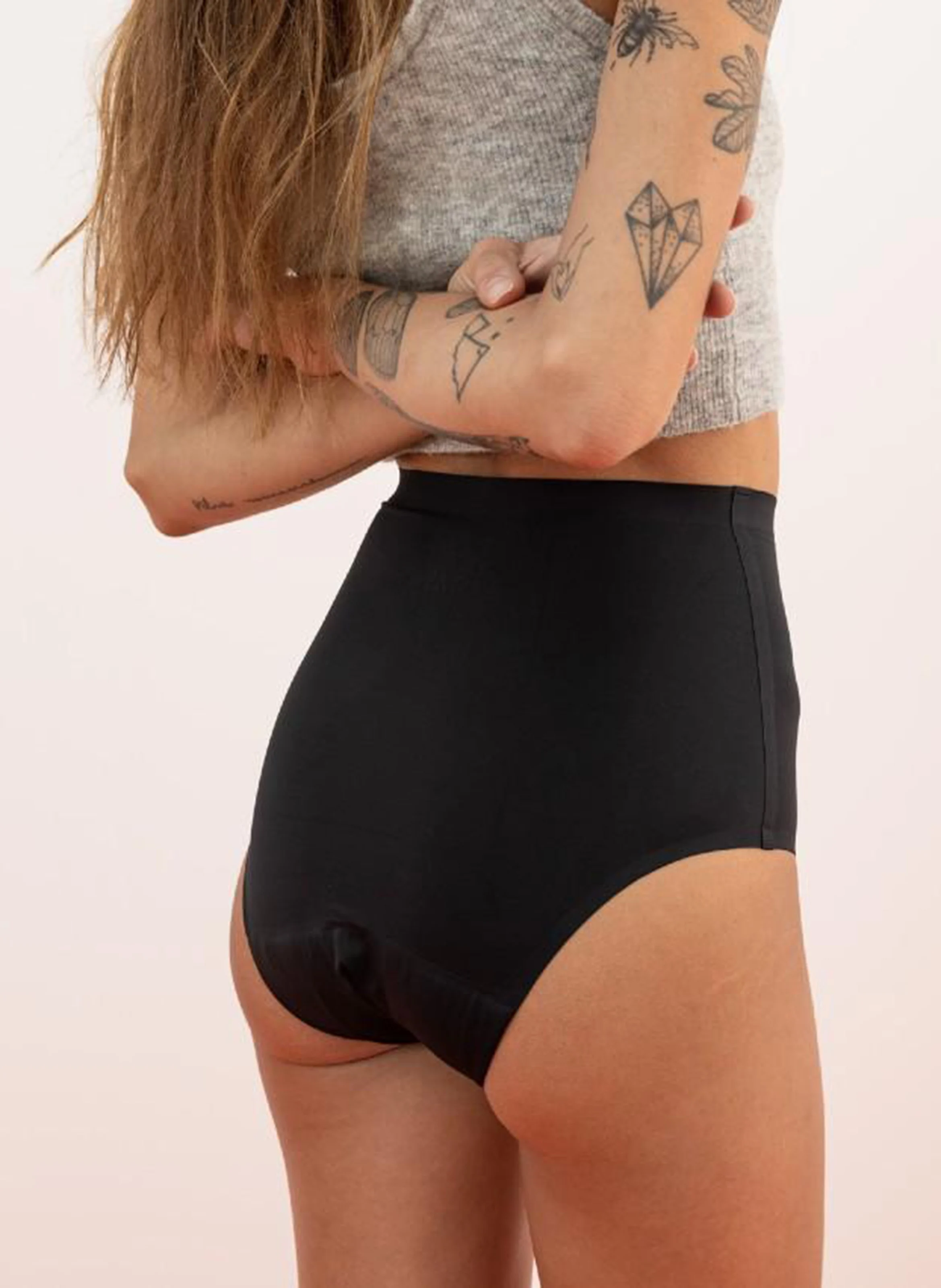 Culotte menstruelle taille haute Flux Moyen | Noir