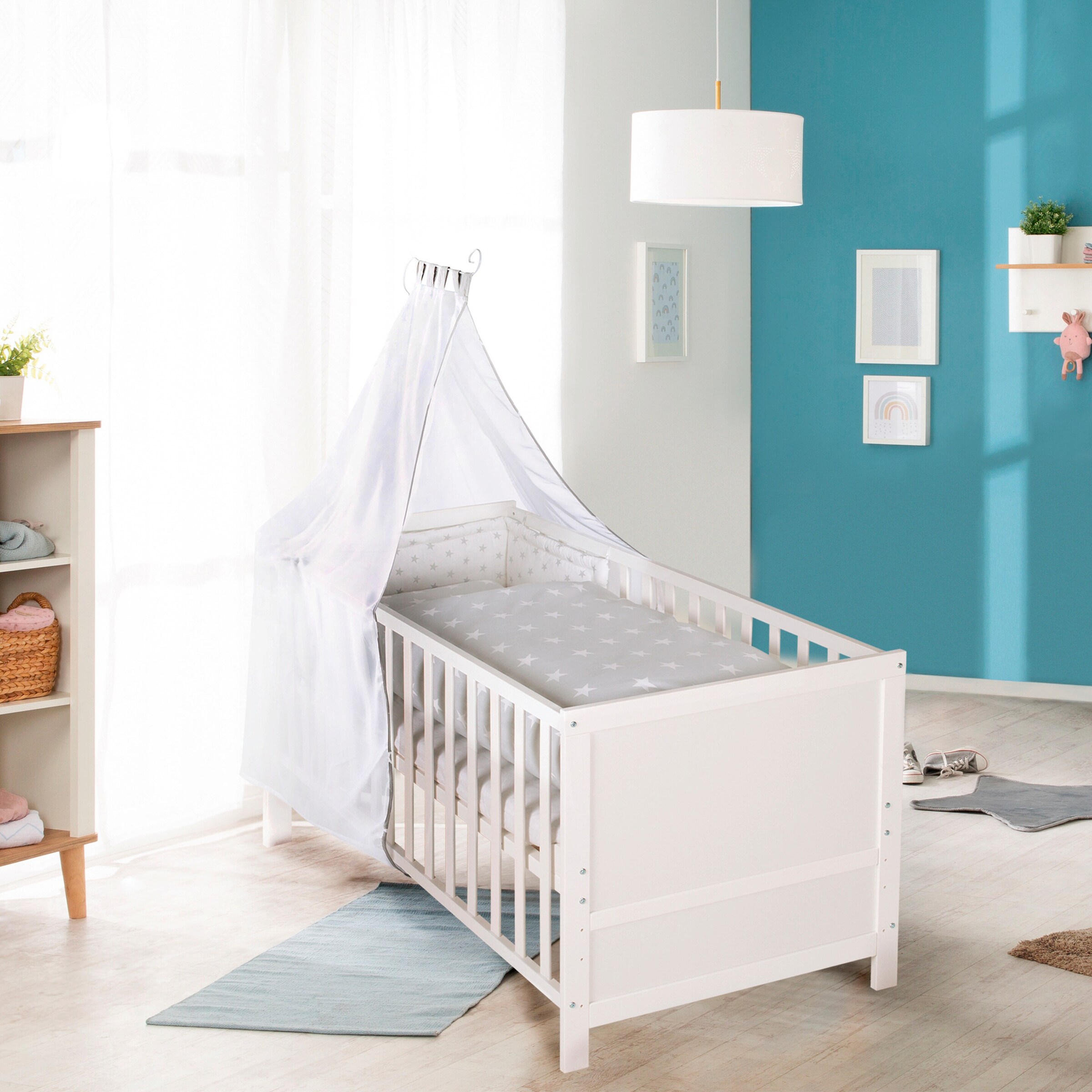 roba Kinderbettset, 70 x 140 cm Sterne grau