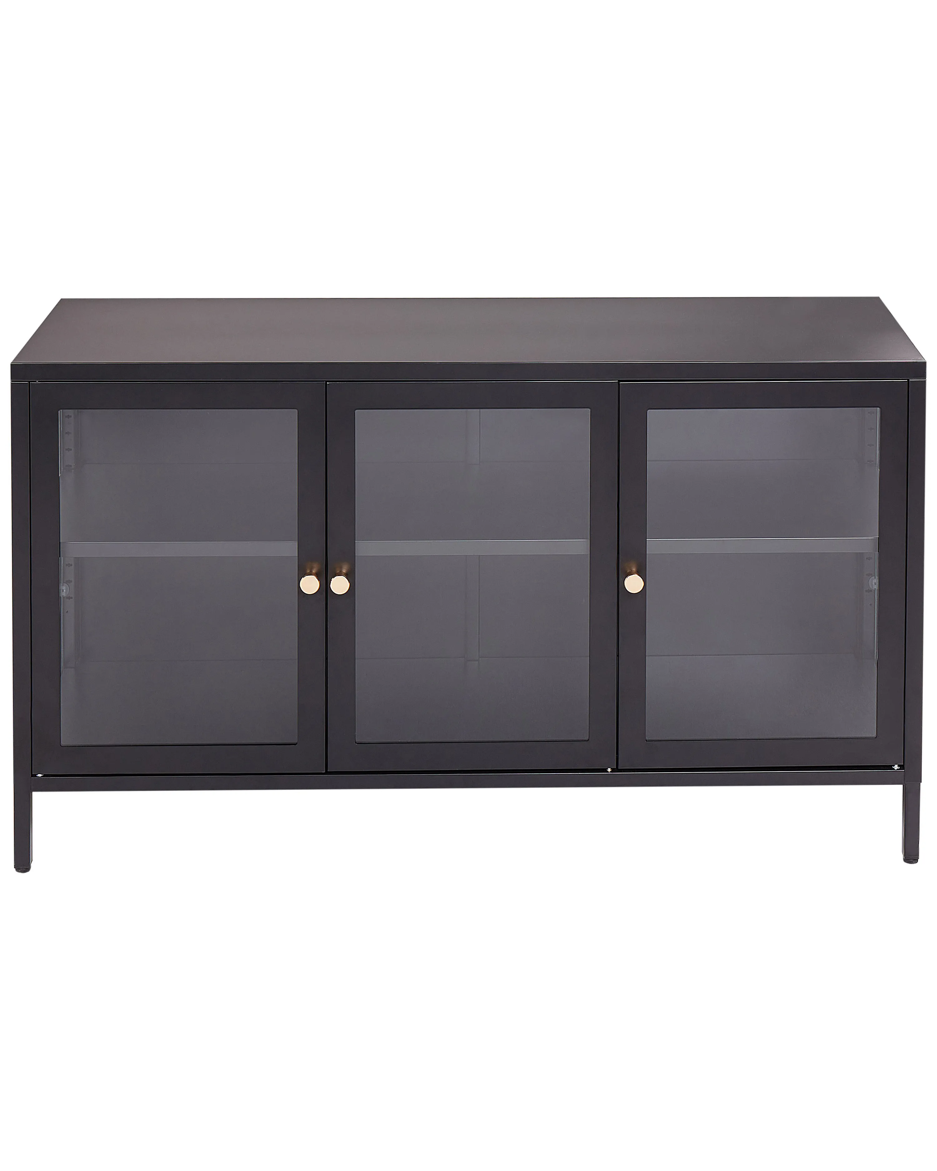 Dressoir met glazen deuren LED NEWPORT Metaal 115 cm Zwart
