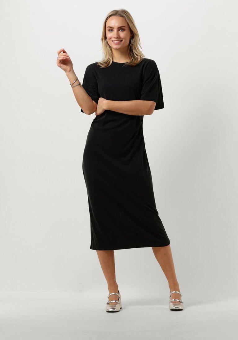 MSCH COPENHAGEN zwarte msch copenhagen midi jurk mschjuniper lynette 2/4 dress