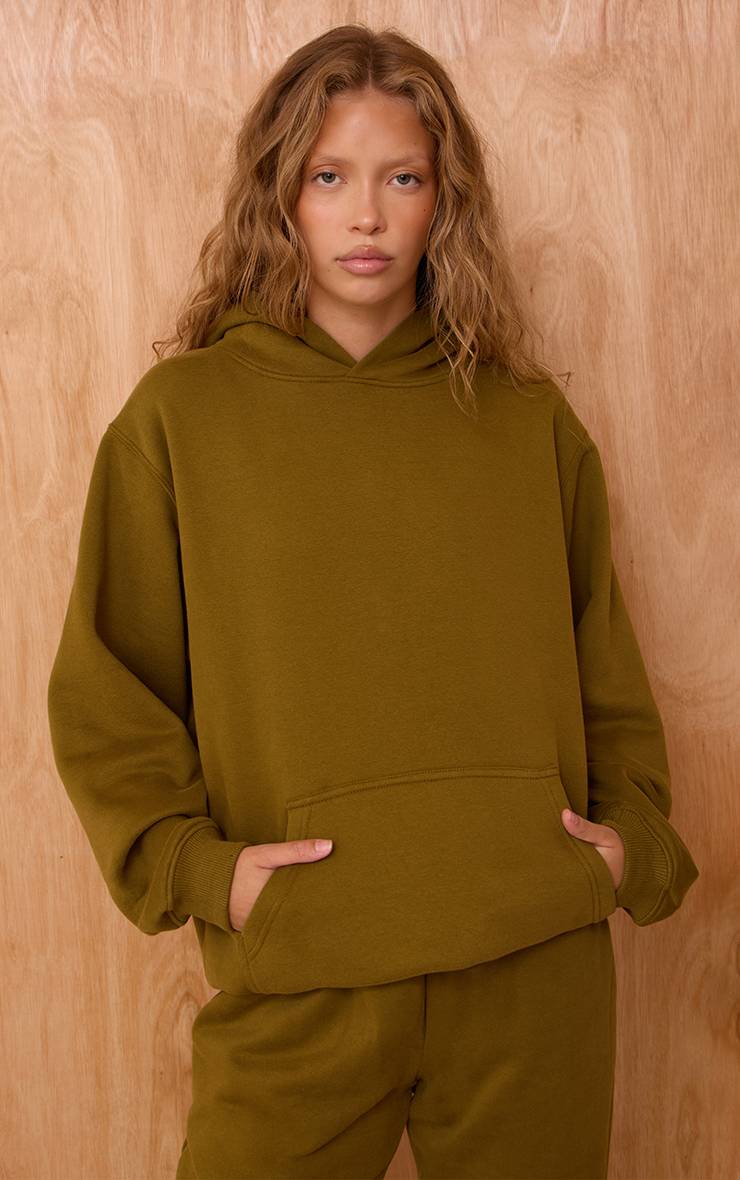 Vert Olive Sweat À Casynthétiqueche Oversize En Molleton