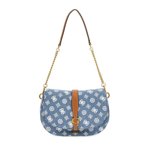 Guess Kuba Flap Skuldertaske, Denim Logo