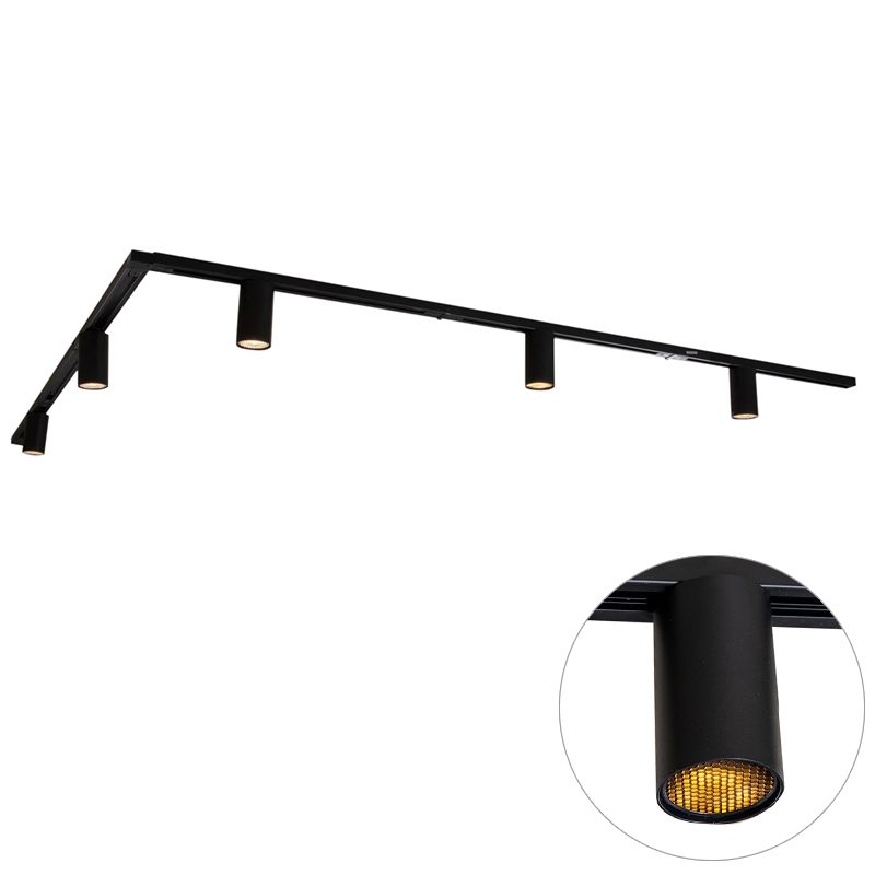 Modern railsysteem met 5 spots zwart 1-fase GU10 50mm - Iconic Ruby Honey