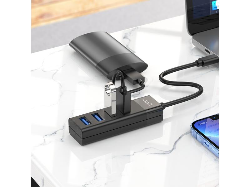 onit USB-C-Hub 4A Leichter und kompakter Hub mit 4 USB-A-Ports