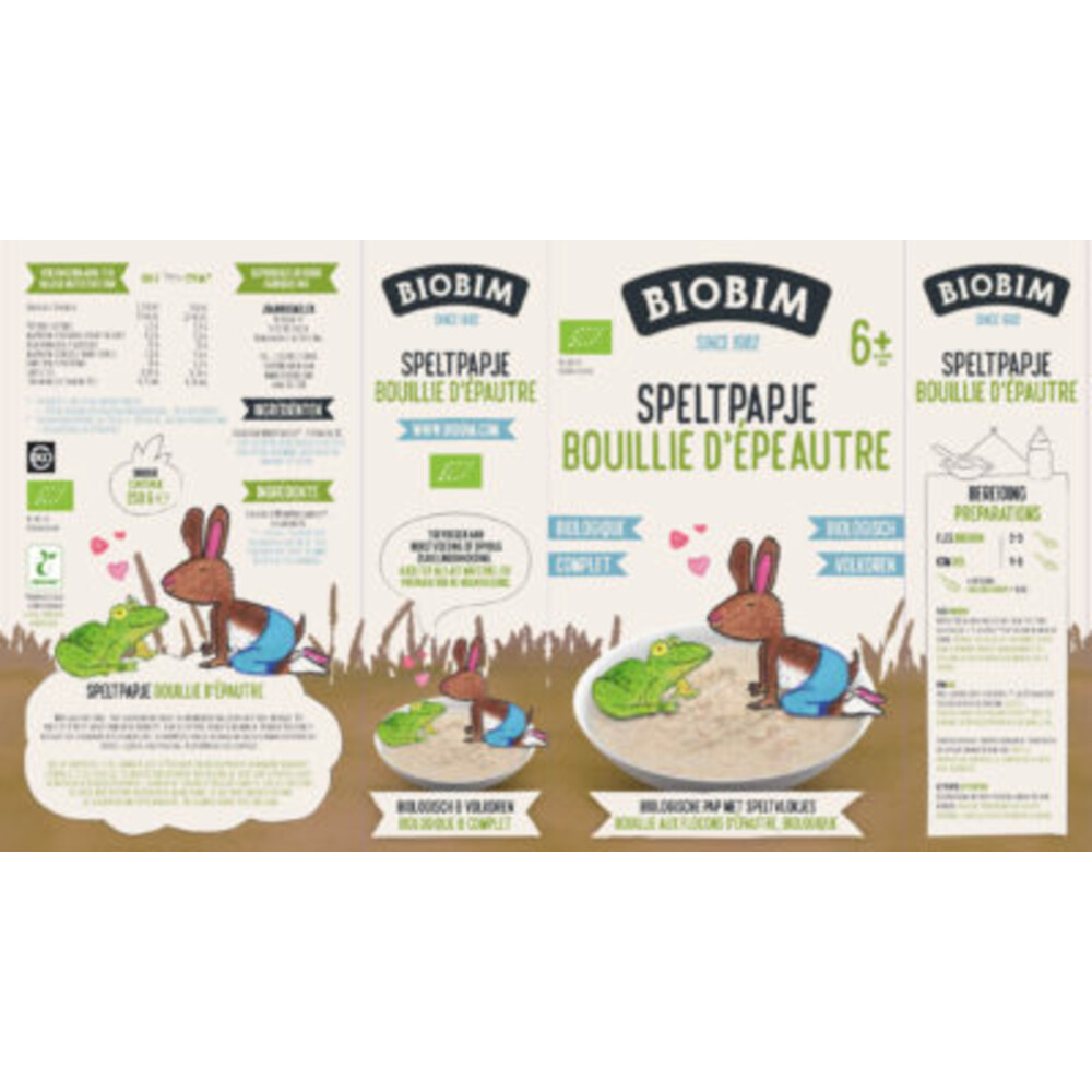 6x Biobim Papje 6+ mnd Spelt250 gr